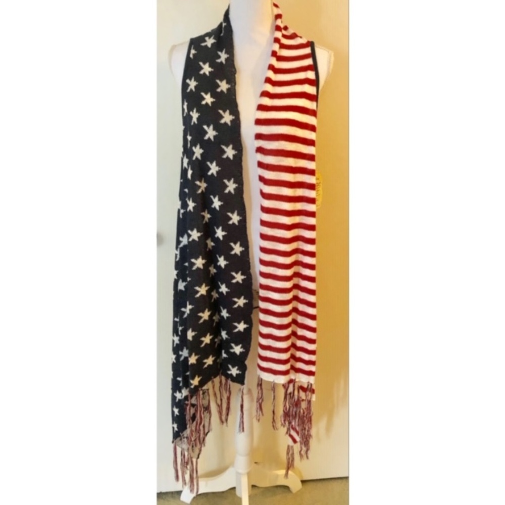 NWT. One World Plus Size Flag Open Sweater Vest